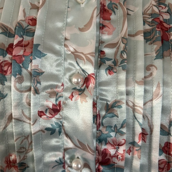 Vintage Satiny Flannel-Backed Floral Nightgown - Picture 4 of 12